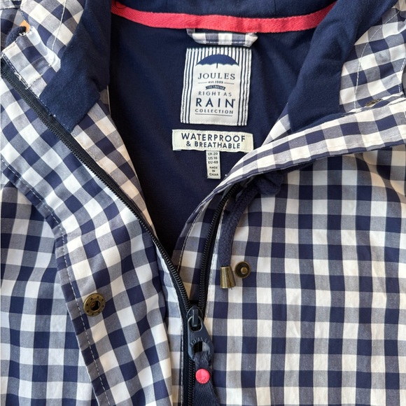 Joules Navy Checkered Raincoat for Kids - Picture 3 of 7